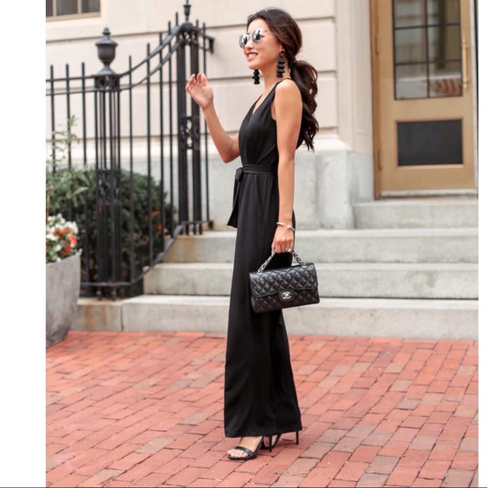 NWT NY Collection Petite Belted Wide-Leg Jumpsuit